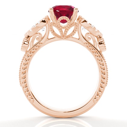 Prong Setting Round Ruby Trilogy Ring