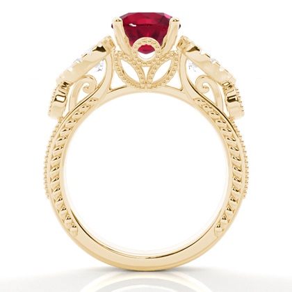 Prong Setting Round Ruby Trilogy Ring