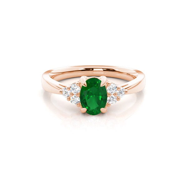 Prong Setting Oval Emerald Side Stone Ring