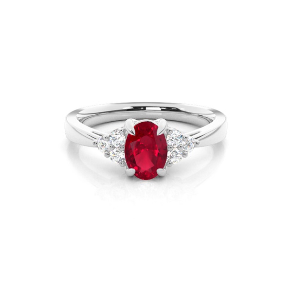 Prong Setting Oval Ruby Side Stone Ring