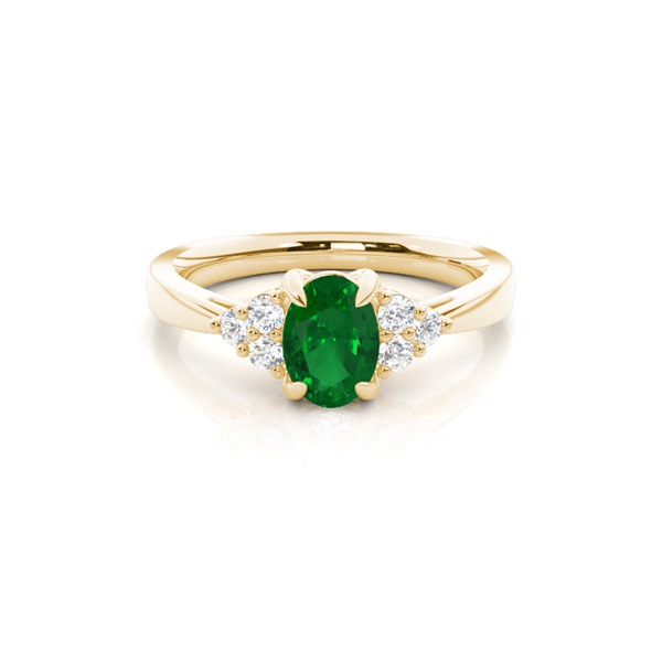 Prong Setting Oval Emerald Side Stone Ring