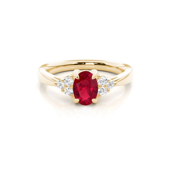 Prong Setting Oval Ruby Side Stone Ring