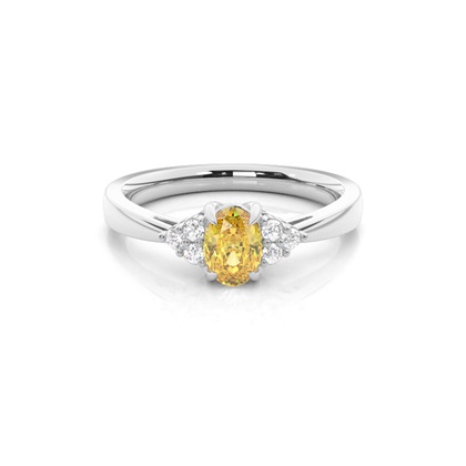 Yellow Diamond Side Stone Engagement Ring