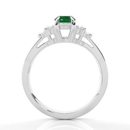 Ovaler Smaragd-Seitensteinring In Krappenfassung