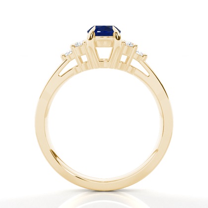 Prong Setting Oval Blue Sapphire Side Stone Ring