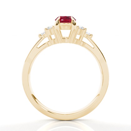 Ovaler Seitensteinring Mit Rubin In Krappenfassung