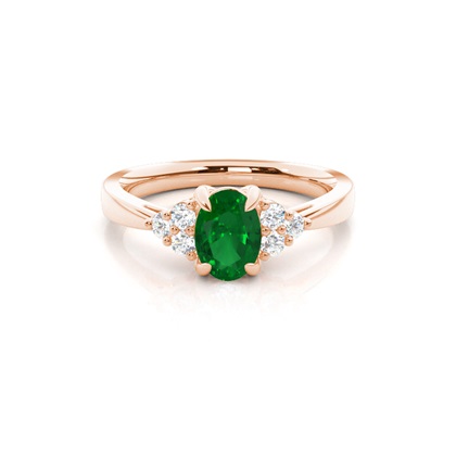Prong Setting Oval Emerald Side Stone Ring