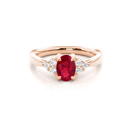 Prong Setting Oval Ruby Side Stone Ring