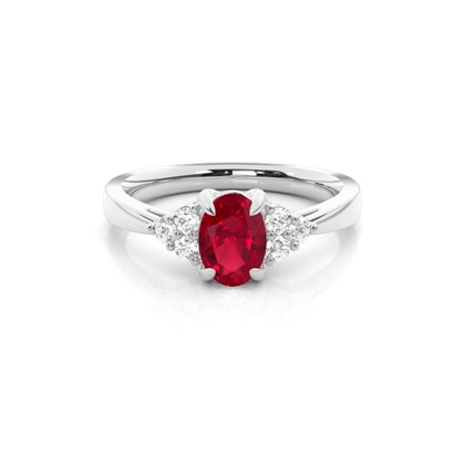 Prong Setting Oval Ruby Side Stone Ring