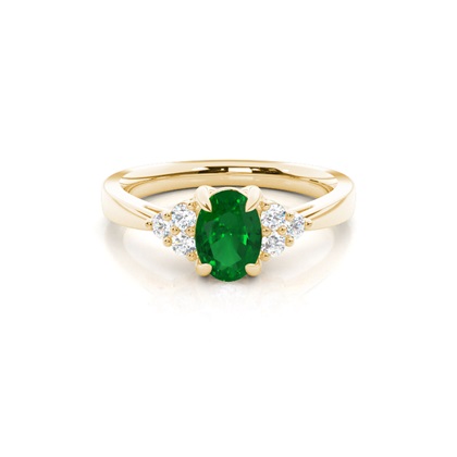 Prong Setting Oval Emerald Side Stone Ring