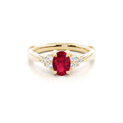 Prong Setting Oval Ruby Side Stone Ring