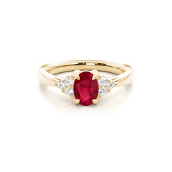 Prong Setting Oval Ruby Side Stone Ring