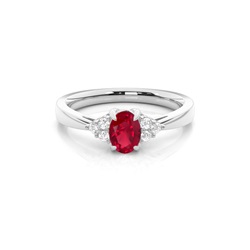 Prong Setting Oval Ruby Side Stone Ring