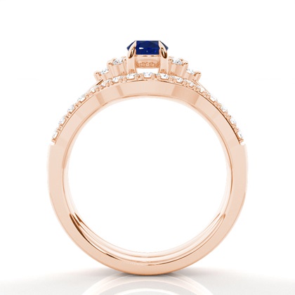 Verlobungsring In Krappenfassung Mit Ovalem Blauem Saphir