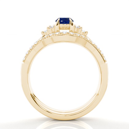 Verlobungsring In Krappenfassung Mit Ovalem Blauem Saphir