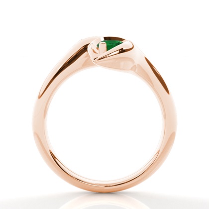 Krappenfassung Runder Smaragdring Mit Zwei Steinen