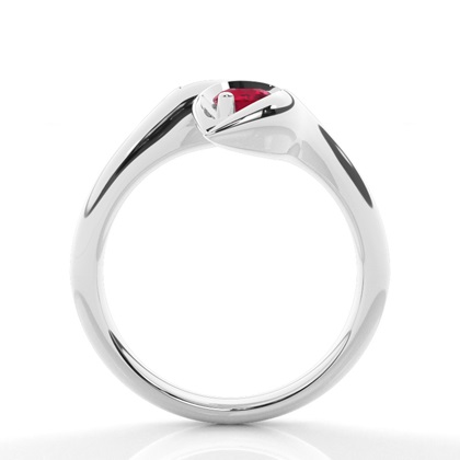 Prong Setting Round Ruby Two Stone Ring