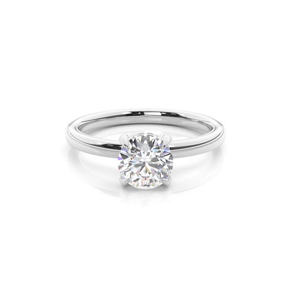Prong Setting Round Diamond Hidden Halo Rings