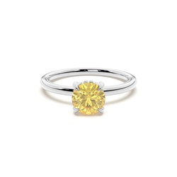 Versteckter Halo Verlobungsring mit gelbem Diamant