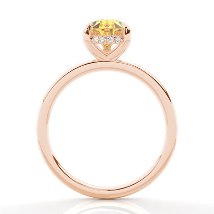 Versteckter Halo Verlobungsring mit gelbem Diamant