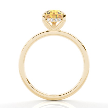 Versteckter Halo Verlobungsring mit gelbem Diamant