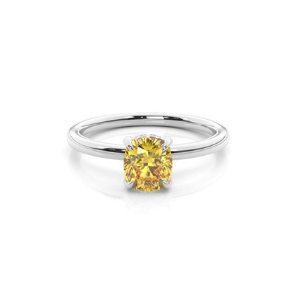 Cushion Yellow Diamond Engagement Rings