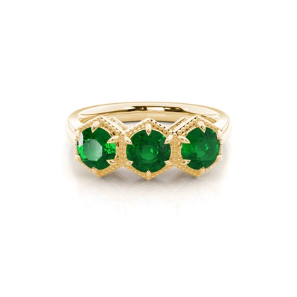 Yellow Gold Emerald Diamond Engagement Rings