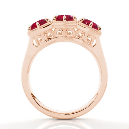 Prong Setting Round Ruby Trilogy Ring