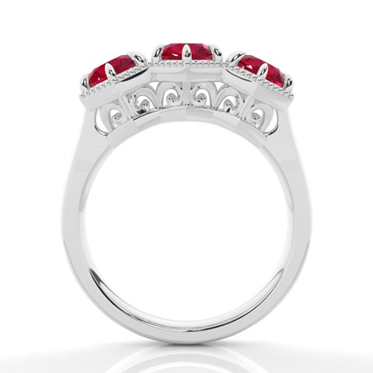Prong Setting Round Ruby Trilogy Ring