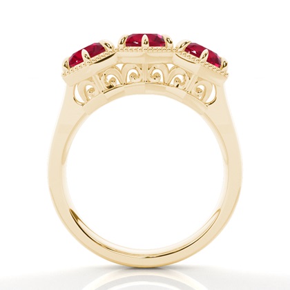 Prong Setting Round Ruby Trilogy Ring