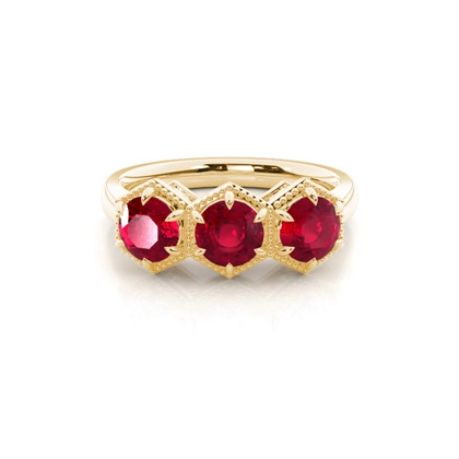 Prong Setting Round Ruby Trilogy Ring