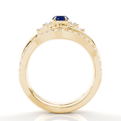 Prong Setting Oval Blue Sapphire Bridal Set Engagement Ring