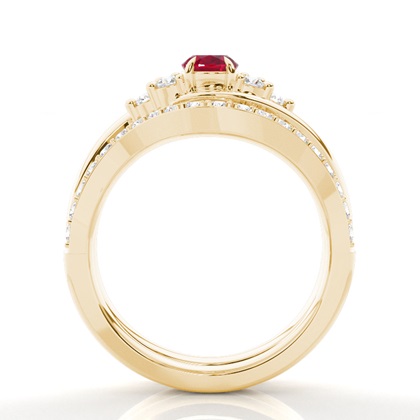 Krappenfassung Oval Rubin Set Verlobungsring