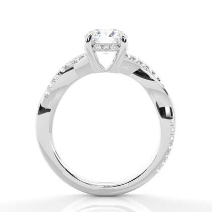 Prong Setting Round Diamond Hidden Halo Rings