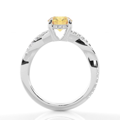 Versteckter Halo Verlobungsring mit gelbem Diamant