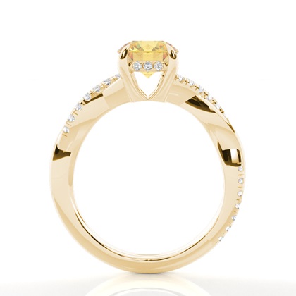 Versteckter Halo Verlobungsring mit gelbem Diamant