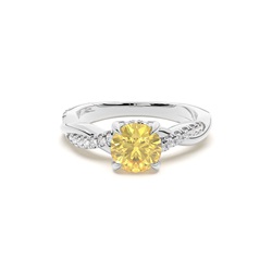 Skjult halo forlovelsesring med gul diamant