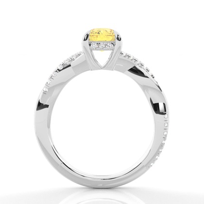 Versteckter Halo Verlobungsring mit gelbem Diamant