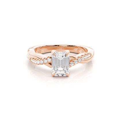 Emerald Rose Gold Halo Diamond Engagement Rings