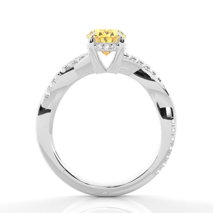 Versteckter Halo Verlobungsring mit gelbem Diamant