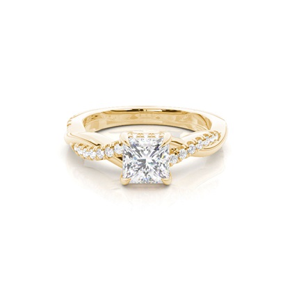 Princess Yellow Gold Halo Diamond Engagement Rings