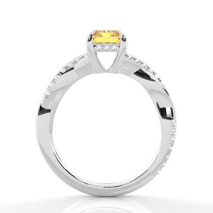 Versteckter Halo Verlobungsring mit gelbem Diamant