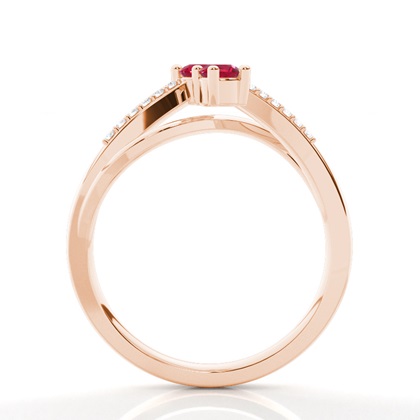 Plate Prong Setting Round Ruby Two Stone Ring