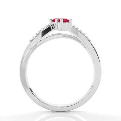 Plate Prong Setting Round Ruby Two Stone Ring