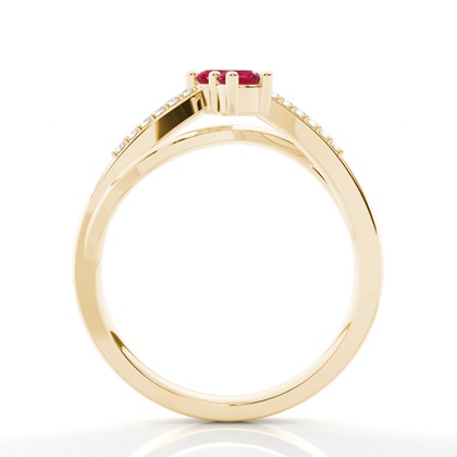 Plate Prong Setting Round Ruby Two Stone Ring