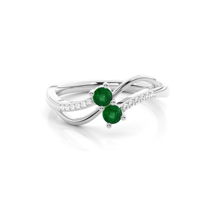 Plate Prong Setting Round Two Stone Ring