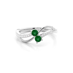 Plate Prong Setting Round Two Stone Ring