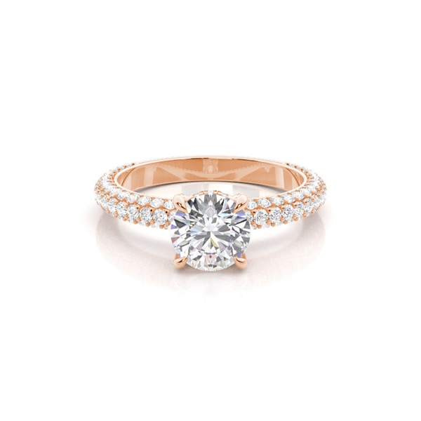 Prong Setting Round Diamond Hidden Halo Rings