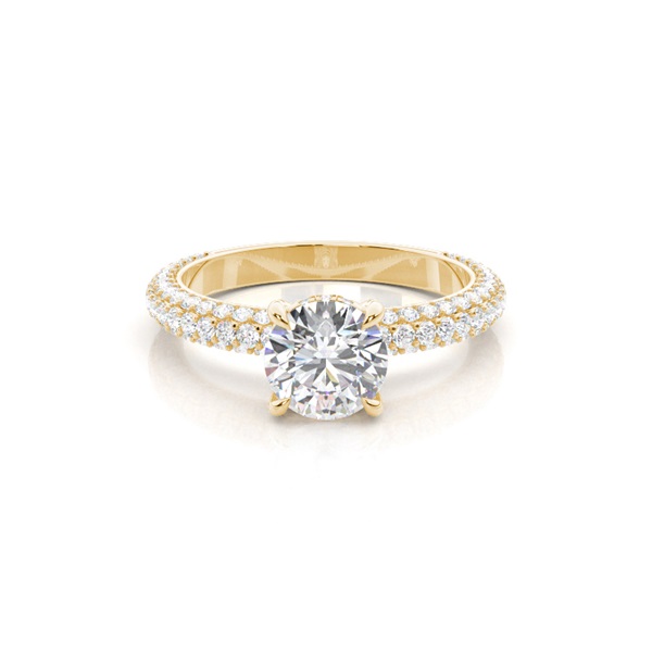 Prong Setting Round Diamond Hidden Halo Rings