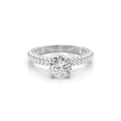 Prong Setting Round Diamond Hidden Halo Rings